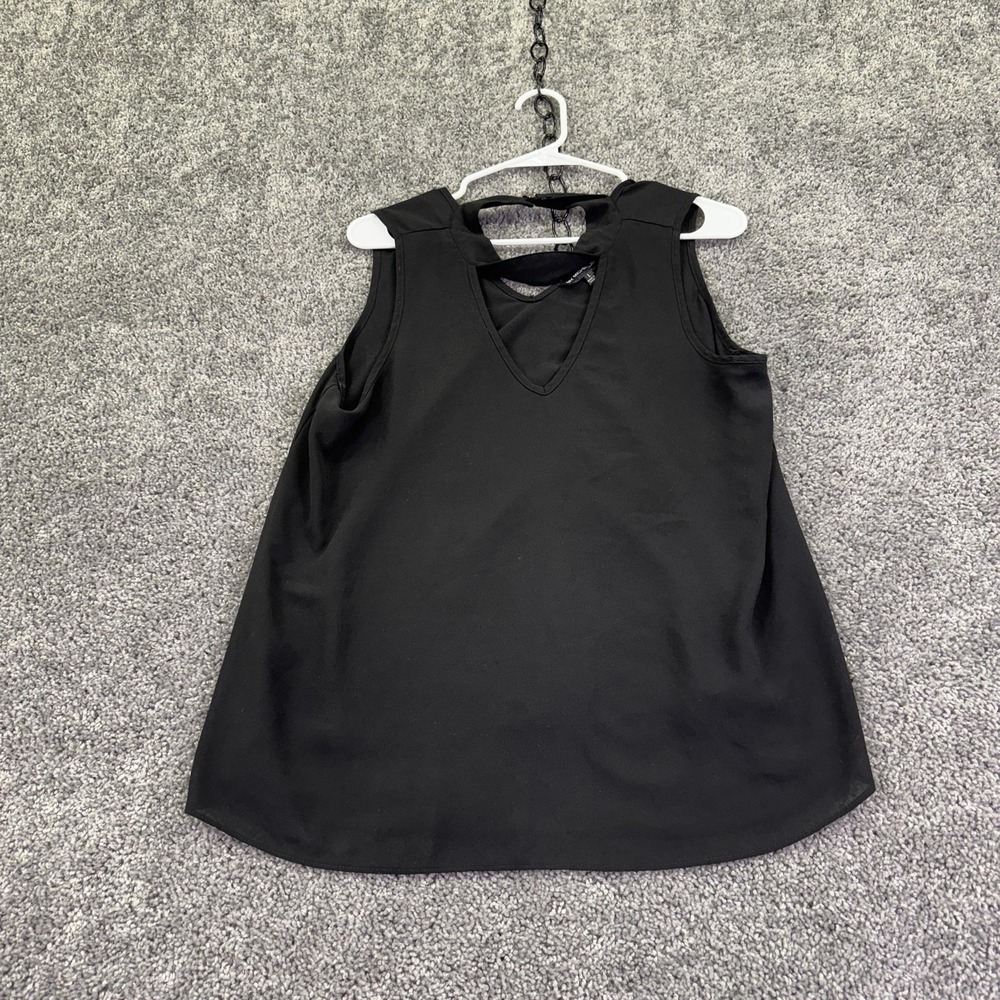 My Michelle Blouse Juniors L Black V Neck Sleeveless Tunic Top Summer Casual